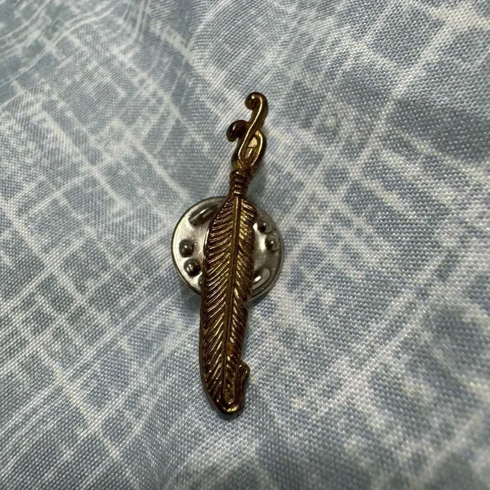 Vintage Gold Tone Feather Quill Lapel Pin
